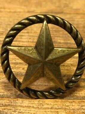 Antique Style Brass Star with Rope edge drawer handle / Pull 1 1/2" wide 52138